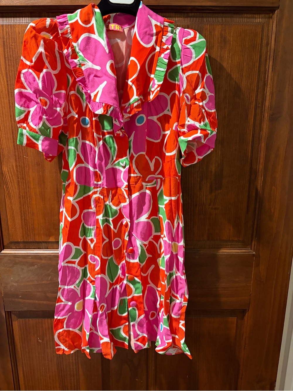Bright Floral Mini Dress in Pink & Orange - TRF
